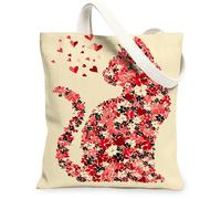 Borse di totalizzatore animali floreali della tela, borse della drogheria ecologiche di progettazione del cuore, lavabile leggero artistico dell'annata della primavera dovrebbe, Beige, 13x15 Inch