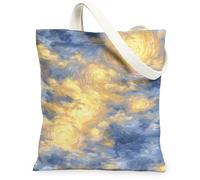 Borse di totalizzatore artistiche della tela del cielo, borse della drogheria riutilizzabili del modello moderno della nuvola, tela lavabile leggera della tracolla per la T, Blu, 13x15 Inch