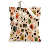 Borse di totalizzatore astratte della tela, borse della spesa riutilizzabili del modello variopinto, borse di spalla lavabili leggere moderne chic, Beige, 13x15 Inch
