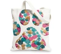 Borse di totalizzatore astratte della tela dei punti, borse della spesa riutilizzabili variopinte eleganti del modello, tela ecologica, bianco, 13x15 Inch