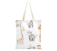 Borse di totalizzatore bianche con animali carini del fumetto per le donne con tasche con manici borse di totalizzatore riutilizzabili regalo di nozze