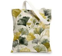 Borse di totalizzatore botaniche della tela, borse della spesa riutilizzabili eleganti della stampa della foglia, borse di spalla lavabili leggere ecologiche chic, Verde, 13x15 Inch
