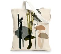 Borse di totalizzatore botaniche della tela, borse riutilizzabili della drogheria di progettazione della pianta, borsa lavabile leggera ecologica della tela della tracolla, Beige, 13x15 Inch