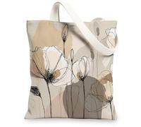 Borse di totalizzatore botaniche della tela, borse riutilizzabili ecologiche di progettazione floreale elegante, lavabile leggero minimalista chic dovrebbe, Beige, 13x15 Inch