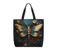 Borse di totalizzatore casuali delle donne delicate del fiore della libellula di colore dell'oro, borse di spalla riutilizzabili del totalizzatore delle donne di colore,