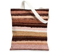 Borse di totalizzatore della tela a righe, borse della spesa riutilizzabili del modello della Boemia, tela leggera lavabile della cinghia della spalla dell'annata, Marrone, 13x15 Inch