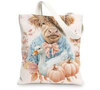 Borse di totalizzatore della tela animale dell'azienda agricola, borse riutilizzabili sveglie del modello della mucca e dell'anatra, borsa lavabile leggera della tela di canapa di progettazione