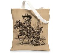 Borse di totalizzatore della tela degli animali, borse della spesa riutilizzabili di arte animale dell'annata, borse di tela della cinghia della spalla lavabili leggere rustiche f, Beige, 13x15 Inch