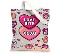 Borse di totalizzatore della tela dei cuori di amore, borse della drogheria riutilizzabili di progettazione della stampa della zampa sveglia, spalla lavabile leggera di divertimento di San Valentino