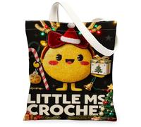 Borse di totalizzatore della tela del carattere di festa di Natale, borse della drogheria riutilizzabili di progettazione adorabile, tela lavabile leggera per il viaggio, nero, 13x15 Inch