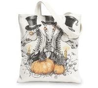 Borse di totalizzatore della tela del cavallo gotico, borse a tracolla lavabili leggere di progettazione dello scheletro per la, bianco, 13x15 Inch
