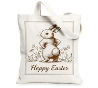 Borse di totalizzatore della tela del coniglio di Pasqua, borse della spesa riutilizzabili del modello floreale sveglio, St leggero lavabile della spalla dell', bianco, 13x15 Inch