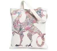 Borse di totalizzatore della tela del drago floreale, borse della drogheria riutilizzabili del modello artistico del fiore, tracolla lavabile leggera per il viaggio, bianco, 13x15 Inch