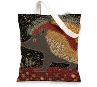 Borse di totalizzatore della tela del modello animale, borse di tela della cinghia della spalla lavabili leggere di progettazione artistica dell'annata per la palestra della drogheria T, nero, 13x15