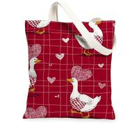 Borse di totalizzatore della tela del modello del cuore, borse della drogheria lavabili leggere di progettazione adorabile dell'anatra, reus rustico dell'annata di giorno di San Valentino, Rosso