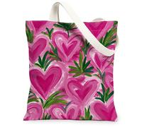 Borse di totalizzatore della tela del modello del cuore, borse riutilizzabili della drogheria di progettazione floreale artistica, spalla lavabile leggera d'annata della, Pesca, 13x15 Inch