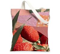 Borse di totalizzatore della tela del modello della fragola, borse riutilizzabili della drogheria di progettazione alla moda della frutta, tracolla lavabile leggera di estate, Pesca, 13x15 Inch