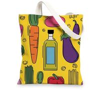 Borse di totalizzatore della tela del modello vegetale, borse della spesa riutilizzabili organiche variopinte di progettazione dei prodotti, lavabili, Giallo, 13x15 Inch