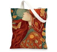 Borse di totalizzatore della tela della Boemia, borse della spesa riutilizzabili del modello floreale artistico della natura, tracolla lavabile leggera, Multicolore, 13x15 Inch