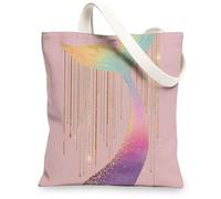 Borse di totalizzatore della tela della coda della sirena, borse della spesa riutilizzabili di progettazione di scintillio variopinto, Pesca, 13x15 Inch