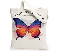 Borse di totalizzatore della tela della farfalla, borse della drogheria riutilizzabili variopinte del modello dell'insetto del modello, Str, Multicolore, 13x15 Inch