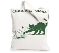 Borse di totalizzatore della tela della stampa del gatto, borsa della drogheria lavabile leggera di progettazione animale divertente, borsa a tracolla riutilizzabile di stile vintage di estate, bianco