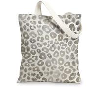 Borse di totalizzatore della tela della stampa del leopardo, borse della spesa riutilizzabili del modello animale alla moda, tracolla lavabile leggera chic Ca, Grigio, 13x15 Inch