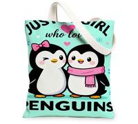 Borse di totalizzatore della tela della stampa del pinguino, borse della drogheria riutilizzabili del modello animale sveglio, tracolla lavabile leggera C di divertimento invernale, acqua, 13x15 Inch