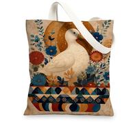Borse di totalizzatore della tela dell'anatra, borse della spesa riutilizzabili del modello floreale artistico, tracolla lavabile leggera della Boemia, Multicolore, 13x15 Inch