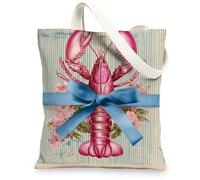 Borse di totalizzatore della tela dell'aragosta, borse della spesa riutilizzabili del modello della vita marina dell'annata, spalla lavabile leggera naut, Pesca, 13x15 Inch