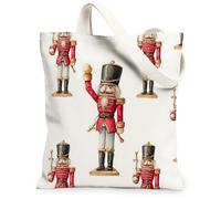 Borse di totalizzatore della tela dello schiaccianoci, borse riutilizzabili della drogheria del modello del carattere di festa, tracolla lavabile leggera d'annata F, Bianco, 13x15 Inch