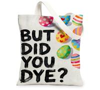 Borse di totalizzatore della tela dell'uovo di Pasqua, borse della spesa riutilizzabili variopinte del modello floreale, tela lavabile leggera dell'annata della, bianco, 13x15 Inch