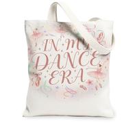 Borse di totalizzatore della tela di balletto, borse della drogheria riutilizzabili del modello floreale di danza, tracolla lavabile leggera dell'annata della primavera, bianco, 13x15 Inch