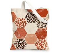 Borse di totalizzatore della tela di esagono, borse riutilizzabili della drogheria della stampa animale alla moda, tracolla lavabile leggera moderna chic, Arancione, 13x15 Inch