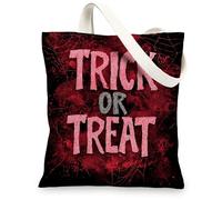 Borse di totalizzatore della tela di Halloween, borse della spesa riutilizzabili di progettazione spettrale, borse di tela della spalla lavabili leggere per il partito, Rosso, 13x15 Inch
