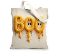 Borse di totalizzatore della tela di Halloween, borse riutilizzabili della drogheria del modello delle lettere gocciolanti di divertimento, tela lavabile leggera della tracolla, Crema, 13x15 Inch
