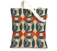 Borse di totalizzatore della tela di koala, borse della spesa riutilizzabili retrò, borse di spalla leggere di, Arancione, 13x15 Inch