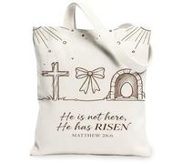 Borse di totalizzatore della tela di Pasqua, borse della drogheria riutilizzabili di progettazione dell'arco della croce, tela leggera lavabile della tracolla dell'annata, Beige, 13x15 Inch