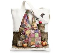 Borse di totalizzatore della tela di patchwork, borse riutilizzabili trapuntate variopinte della drogheria di progettazione, borse lavabili leggere, bianco, 13x15 Inch