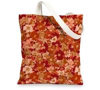 Borse di totalizzatore della tela floreale, borse della spesa riutilizzabili eleganti della stampa floreale, borse di tela della cinghia della spalla lavabili leggere per Gy, Rosso, 13x15 Inch