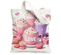 Borse di totalizzatore dell'annata sveglie della tela del dessert della pesca, borse riutilizzabili del modello dei dolcetti dolci, Shoul lavabile leggero di giorno di San Valentino, Pesca, 13x15 Inch