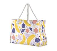 Borse di totalizzatore delle donne di grande capacità fresche di frutta gialla viola per il viaggio con le borse di totalizzatore della chiusura lampo con i supporti della tazza
