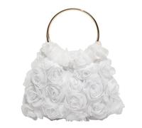 Borse di totalizzatore di lusso del fiore della rosa per la borsa della maniglia della cima della borsa di, bianco, 250.00x10.00x250.00mm/9.84x0.39x9.84inch