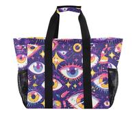 Borse di totalizzatore di utilità degli occhi viola del mistero del fumetto per le donne pieghevole con le tasche borsa da spiaggia della, cartone animato, mistero, viola, occhi, 1 size, Moda