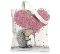 Borse di totalizzatore fantasiose della tela del riccio, borse della drogheria riutilizzabili del modello floreale del cuore, tela lavabile leggera della tracolla, Pesca, 13x15 Inch