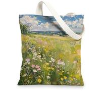 Borse di totalizzatore floreali artistiche della tela, borse riutilizzabili della drogheria del fiore d'annata, tela lavabile leggera della tracolla, Multicolore, 13x15 Inch