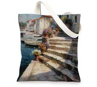 Borse di totalizzatore floreali artistiche della tela, borse riutilizzabili della drogheria del modello dell'annata del fiore, tela lavabile leggera della tracolla, Multicolore, 13x15 Inch