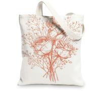 Borse di totalizzatore floreali artistiche della tela, borse riutilizzabili della drogheria di progettazione del fiore dell'annata, tela lavabile leggera B della tracolla, bianco, 13x15 Inch
