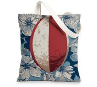 Borse di totalizzatore floreali della tela, borse della spesa riutilizzabili del modello elegante della palla della spiaggia, Ba lavabile leggera artistica dell'annata della tela, Blu, 13x15 Inch