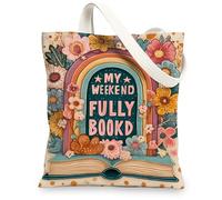 Borse di totalizzatore floreali della tela, borse della spesa riutilizzabili variopinte del modello del fiore, retro chic leggero lavabile della tracolla Tot, Colorato, 13x15 Inch